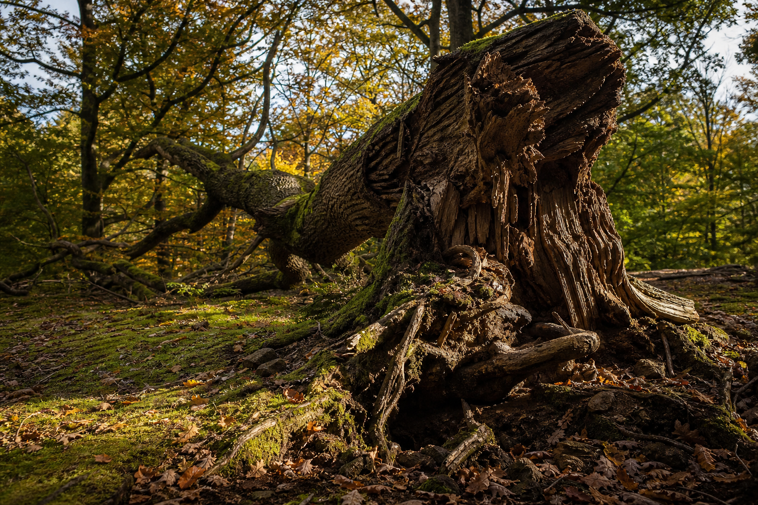 Downed Oak Tree in Forest
