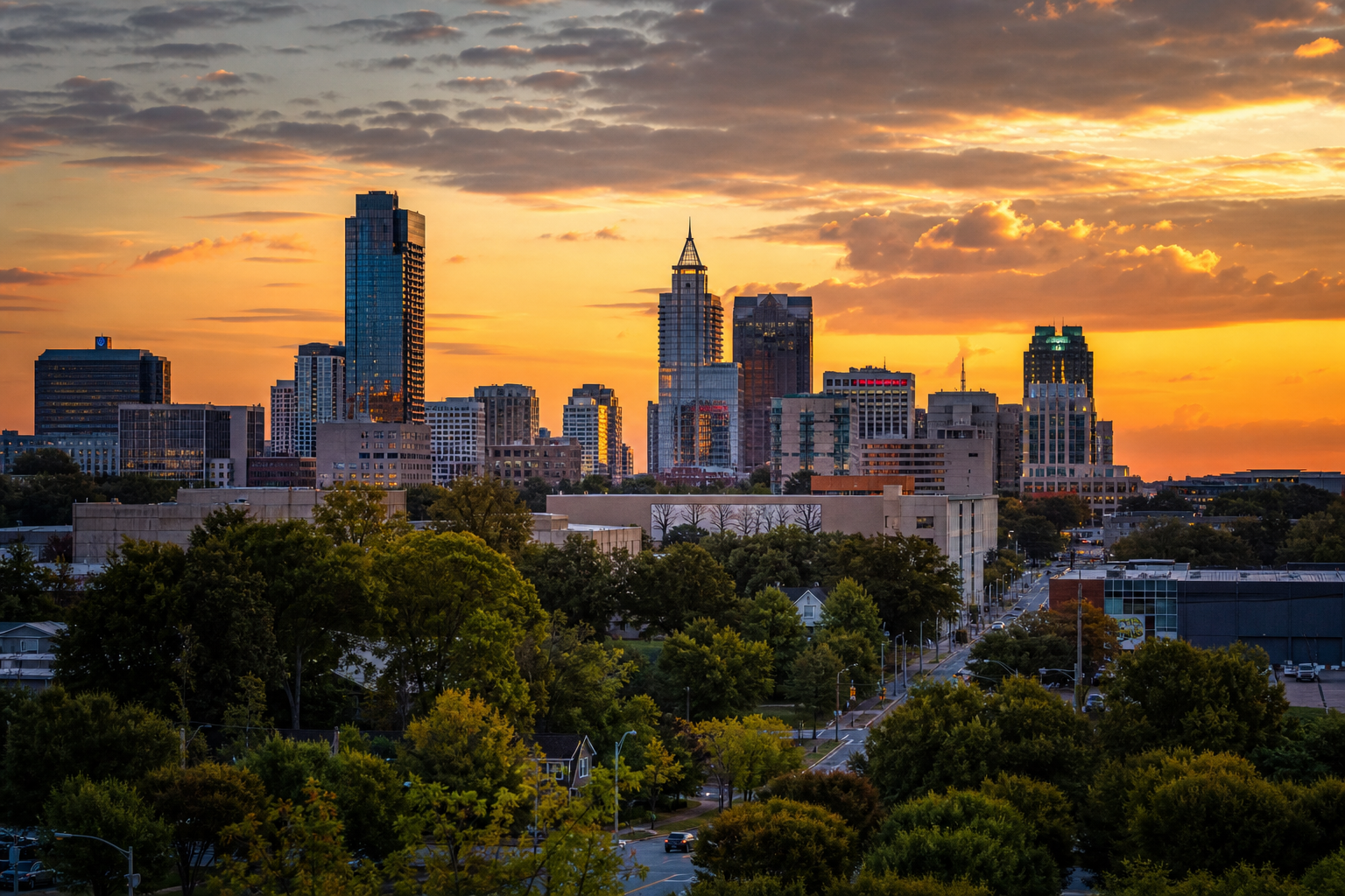 Raleigh Cityscape at Dusk