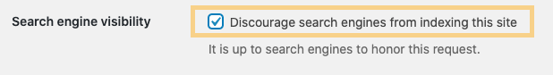search engine visibility disable