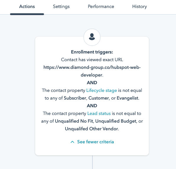 HubSpot Workflows enrollment criteria