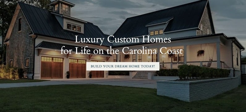 Website mockup for a luxury custom home builder shown on the HubSpot CMS platform